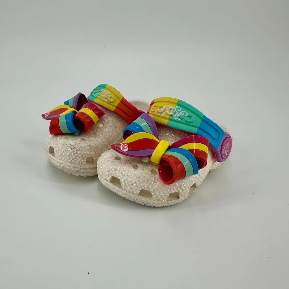 Crocs JoJo Siwa White Glitter Kids‎ Clogs Shoes Size 4